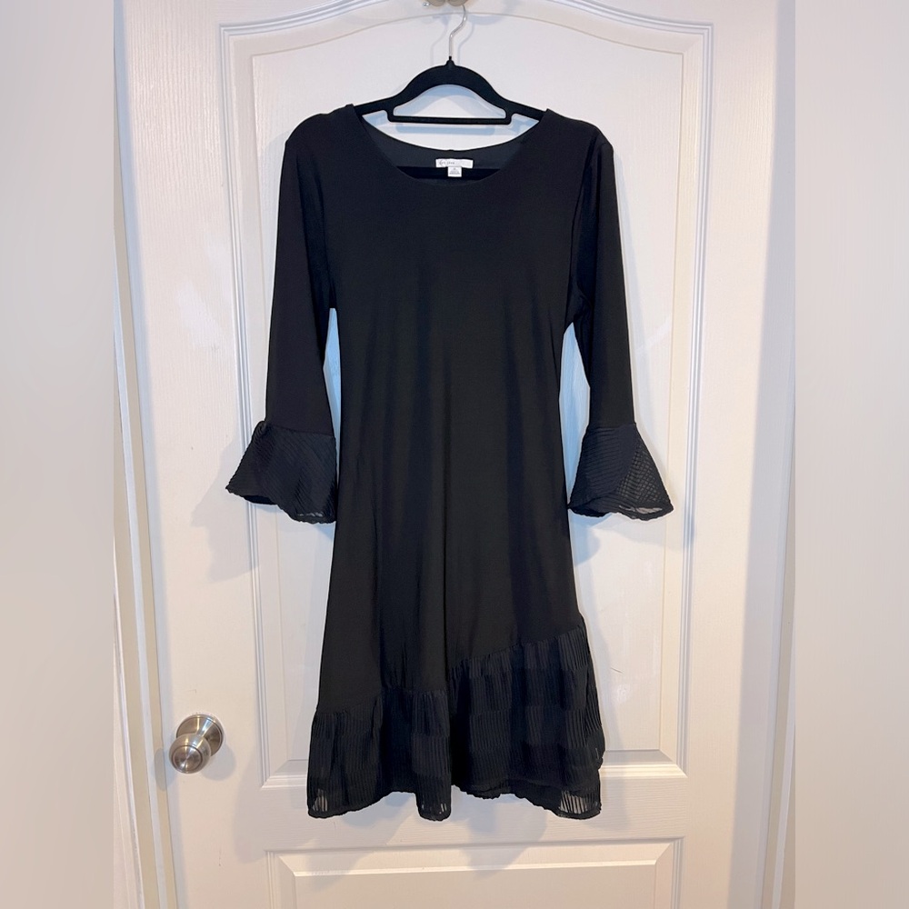 Black Dress Long Sleeve Dress With long Ruffle Sleeves